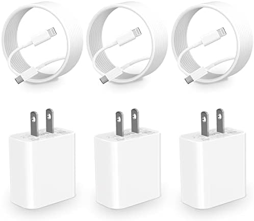 iPhone punjač brzo punjenje 3pack Apple MFi sertifikovani USB C punjač kabl za munje USB-C zidni Punjač 20W sa 6ft USB C do Gromobranski