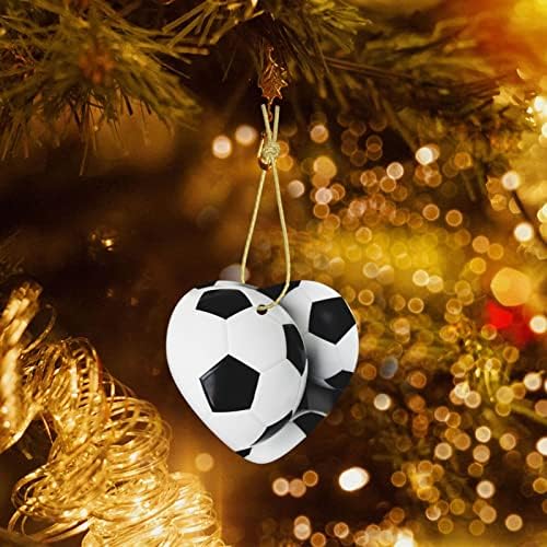 Fudbalska lopta keramička Božićna dekoracija u obliku srca, ljubavni privezak srca za novogodišnju kućnu kancelariju viseći dekor