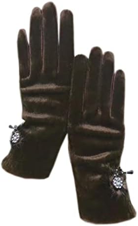 N / A rukavice smeđe zimske ženske rukavice od antilop kože za zglob tople Evropske podstavljene rukavice