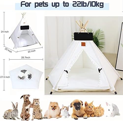 Pas TEEPEE Pet šatori prijenosne kuće Puppy CAT Psi krevet sa gustim jastukom unutar otvorene