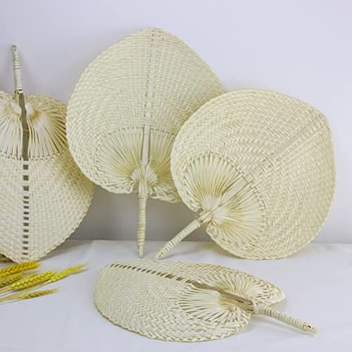 Kcgani Natural Bamboo Raffia Fans Deco ručni ventilatori za venčane vjenčane za par gostiju, ljetni pribor za hlađenje, ventilator