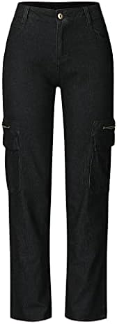 Ženske gaćice visokog struka Vintage Ležerne prilike ravne pantalone za noge Baggy traper hlače traperice hlače u ulici s džepom