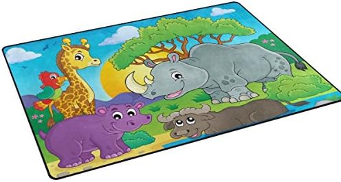 Moja mala gnijezdoma životinjska tema Afrička divlja fauna žiraff hippo djeca igrati mat baby puzajući mat tepih non kliznim mekim obrazovnim igrama za igru ​​za vrtić u učionici starmorija 3'3 x 5 '
