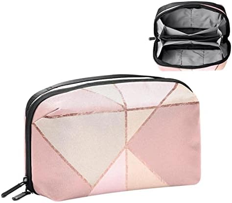 Travel Makeup Bag Vodootporna kozmetička torba toaletna torba za žene i djevojke, moderan geometrijski uzorak ružičasta umjetnost
