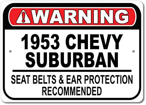 1953 53 Chevy prigradski sigurnosni pojas Preporučeni brz automobil, metalni garažni znak, zidni dekor, GM Zist automobila - 10x14