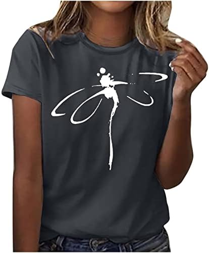 Ženske košulje za životinje Summer Dragonfly Graphic Print Basic Tee majice Casual kratkih rukava O vrata s uzorkovima