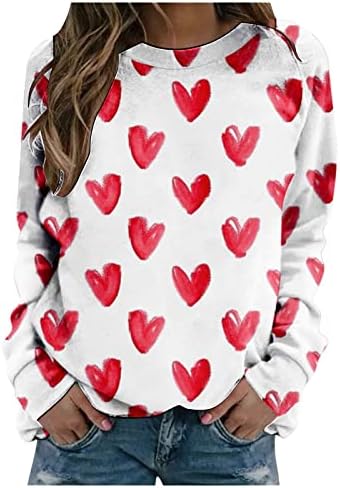 Sretan zaljubljeni košulje za Valentinovo na vrhu vrata dugih rukava duge rukave vole srčane grafičke majice Par majice vrhovi