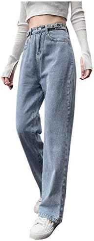 Ženske casual pantalone za žene traperice zatvarač na srednjem struku u nevolji ravni plus veličine ravno traper traperice vintage