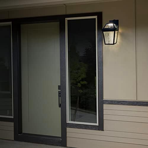 MAXXIMA LED trijem lampa na otvorenom, crna W / Clear Water Glass, fotoćelijski sumrak do zore Senzor, 600 lumena, 3000k toplo bijelo