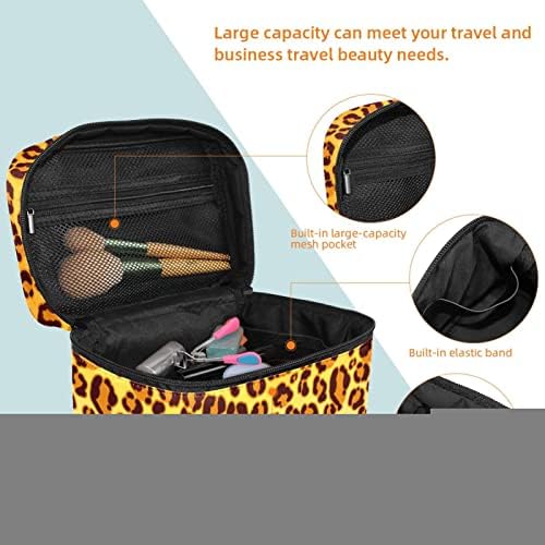 Leopard Brown Travel Makeup Torba za kozmetičku torbu čine organizatoru s ručkom za žensku djevojku