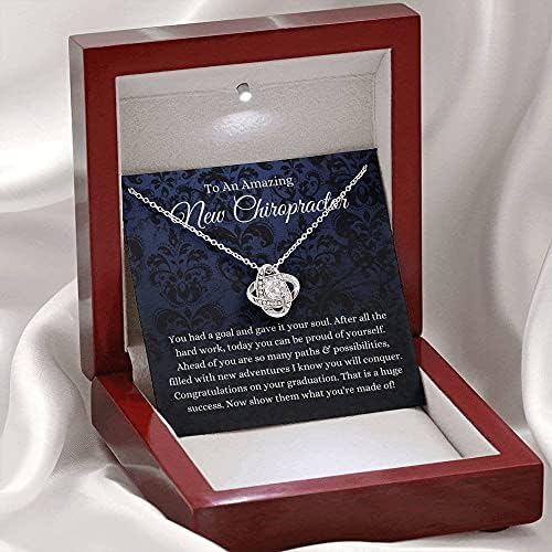 Nakit za poruke, ručno izrađena ogrlica - personalizirani poklon ljubavni čvor, poklon diplomiranja kiropraktičara, Gradski poklon za žene kiropraktičara, novi doktor kiropraktičke medicine Kiropraktično diplomiranje