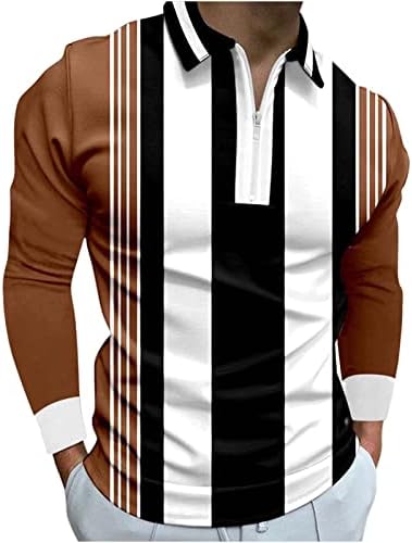 Muški rever s prugama s dugim rukavima, casual vrhovi labavi sportovi remel polo majice casual modne majice bluze
