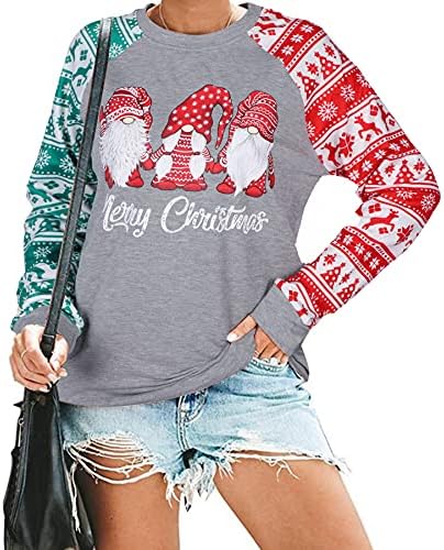 Božićne dukserice Žene Božić vjeruju da majica drveća Xmas Grafički za odmor casual dugih rukava pulover na vrhu bluza