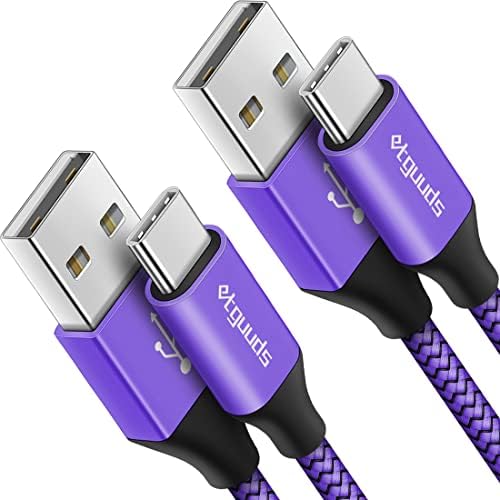 Etguuds ljubičasti USB C kabl 3ft brzo punjenje, 2-paket USB a na USB C kabl za punjenje za Samsung Galaxy A10e A11 A13 A03s A32 A52