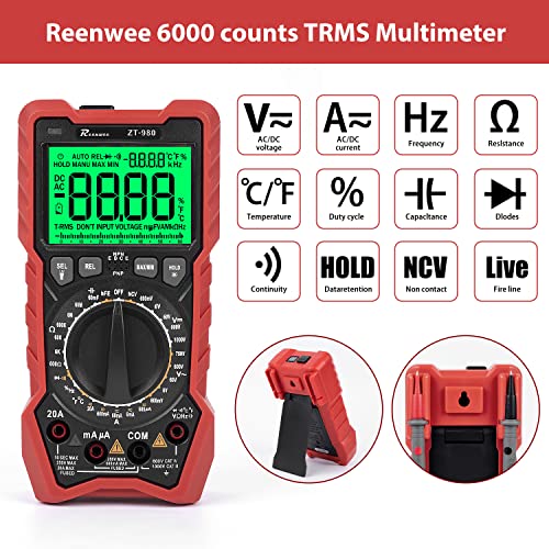 Digitalni multimetar TRMS 6000 broji DC AC voltmetar, Ohmmetar Napon TRENUTNOG AMP Mjerač, otpornost Diode kontinuitet Tester temperature