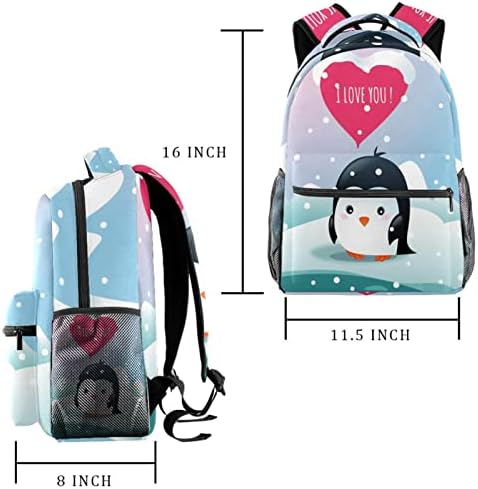 VBFOFBV ruksak za žene Daypack Backpad backpack Travel Casual Torba, Valentine Cartoon Penguin