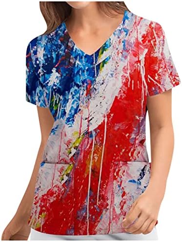 2023 duboki V izrez grafički radni kancelarijski piling uniforma bluza majica za žene kratki rukav Top ljetne jesenske djevojke R1