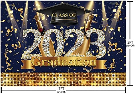AIBIIN 7x5ft Čestitam Grad pozadina tamnoplavog zlata Glitter Diamond diplomska fotografija pozadina klasa 2023 proslava dekoracije
