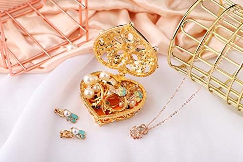 QIFU klasična kutija sa draguljima sa šarkama u obliku srca jedinstveni poklon za djevojku