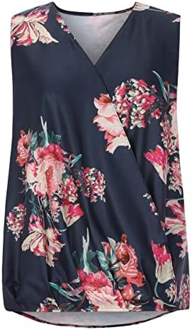 Teen Girls grafički Print cvijet majica Ljeto Jesen bez rukava 2023 Odjeća Y2K V vrat bluza majica za žene LV