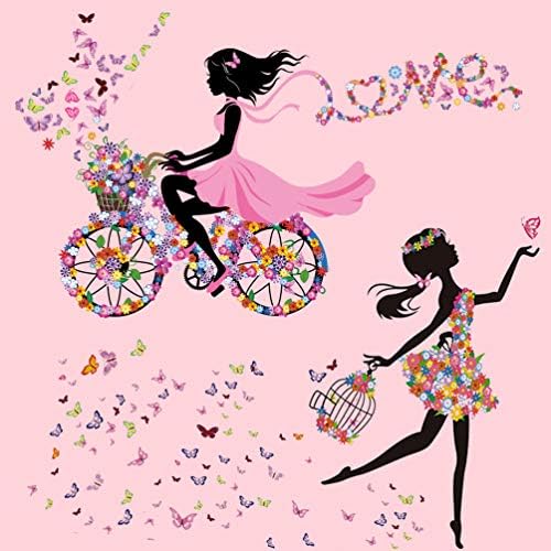 Dekosh Girl Djevojka naljepnice za rasadnici Set od 2 dizajna | Potpuni zid višestruki dizajn Prekrasna djevojka s cvijećem i leptirima