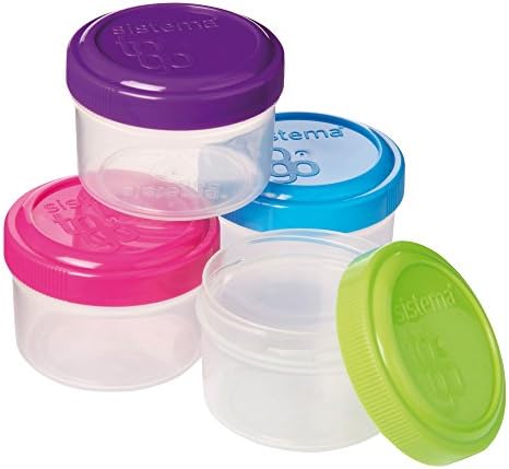 Sistema To Go Kolekcija 1.18 Oz. Kontejneri za preliv za salatu, ružičasta / zelena/plava/ljubičasta, 4 pakovanja, bez BPA, višekratna