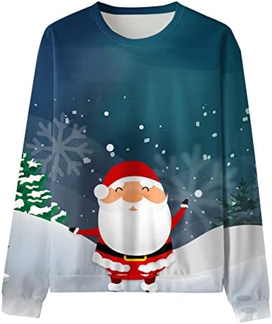 DSODAN sretan božićni muški duksevi pulover, 3D smiješni Xmas Santa Claus ispisane posade za zabavu dizajner