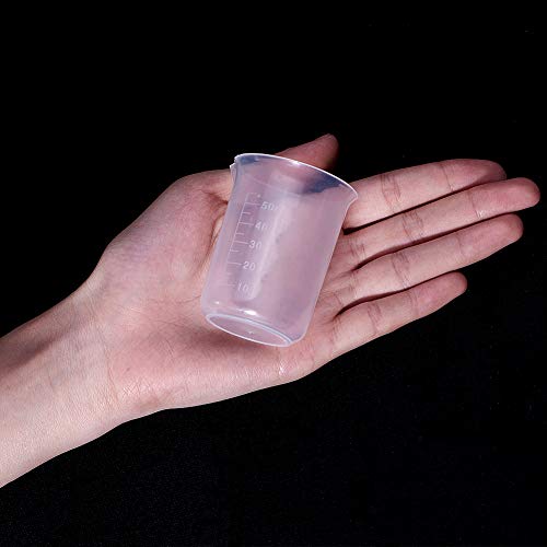 Heyiarbeit 5kom mjerna čaša 50ml PP plastična Graduirana čaša prozirna za laboratorijske kuhinjske tečnosti