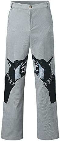 Hlače pseće sportske muške hlače hlače modne labave duge ravne ispise široke noge muške hlače hlače muškarci rade