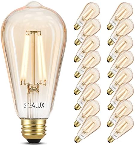 Sigalux Edison sijalice, E26 LED sijalica 60 W Zatamnjive Vintage sijalice, LED filament jantarna sijalica sa 90 CRI, ST19 Antique