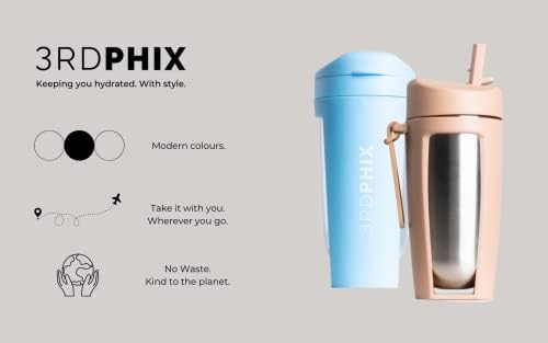3rdphix boca od nehrđajućeg čelika, znojenja, izgrađena u slamovi, nosač ručica, vrućim ili hladnim tečnostima, BPA Free Protein Shaker
