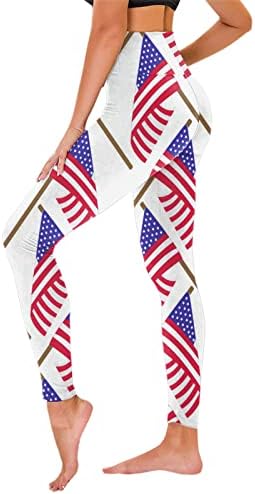 Tajice visokog struka za Dan nezavisnosti žena ne vide kroz neprozirne tanke pantalone za kontrolu stomaka USA Flag