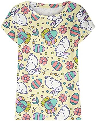 LCEPCY Ženske ležerne majice Uskršnji dan okrugli izrez Top slatka uskršnja jaje štampana rukava majica s rukavima