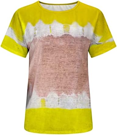 Dame Cotton Top kratkih rukava Crewneck Brod vrat grafički ručak Victorian Tie Dye bluza Thirt Teen Girls 8Q