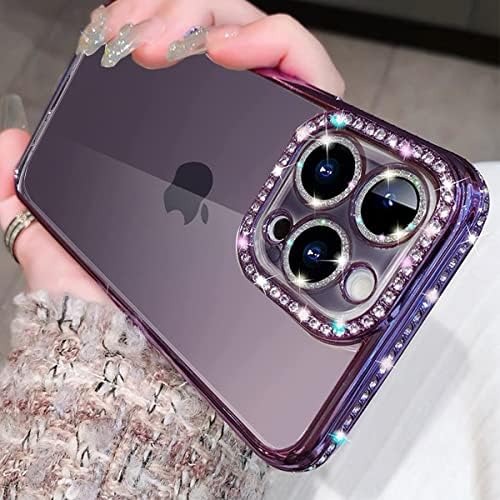 Changjia iPhone 14 pro Max Glitter Case, luksuzni Bling Rhinestones Diamond fotoaparat zaštitnik mekog obloga branika Žene Djevojke
