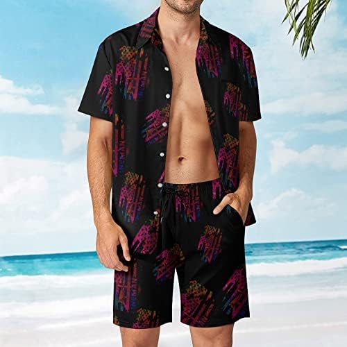 Lineman zastave Muška havajska majica i hlače s kratkim rukavima i hlače Summer Beach Outfits labavi staza