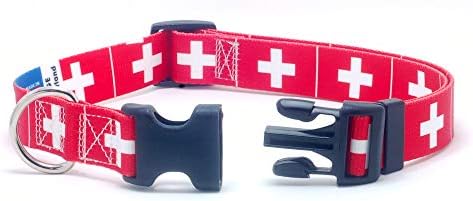 Ovratnik za pse i povodac set sa švicarska zastavom | Izvrsno za švicarske praznike, posebne događaje, festivale, dane neovisnosti