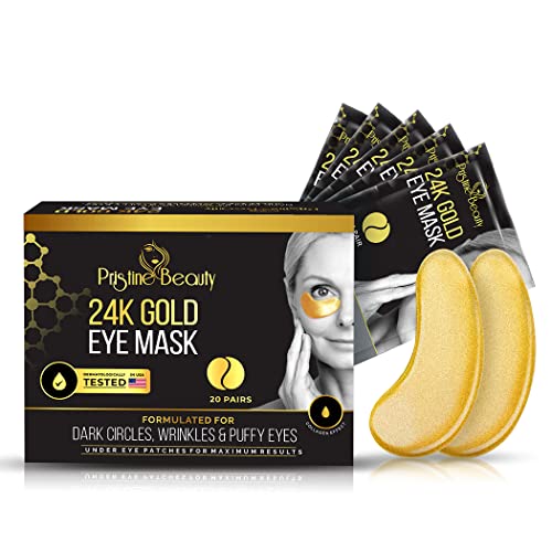 Pristin Beauty 24K zlatna maska ​​za oči - 20 pari za natečene oči, tamne krugove, bore i fine linije - pomladite i osvježite oči