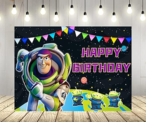 Outspace pozadina za potrepštine za rođendanske zabave Buzz Lightyear Baby tuš baner za dekoraciju rođendanske zabave 5x3ft