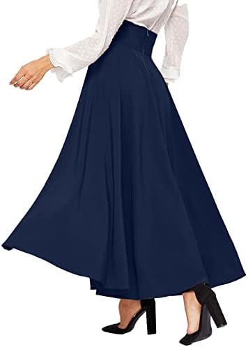Plisirane lepršave Midi Maxi suknje za žene Casual ljetna Boho duga suknja jednobojne ljuljačke s visokim strukom, višeslojna suknja