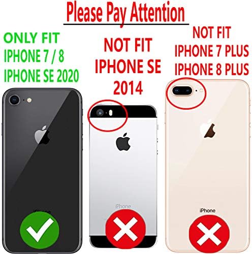 Starhop iPhone 8 Slučaj, iPhone 7 Uključen, s uključenim zaštitnikom od kaljenog stakla] PU kožni novčanik s udarnim telefonom s džepnim