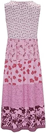 NOKMOPO mini haljine za žene Ležerne prilike Cvjetni print Maxi haljina s dugim rukavima Okrugla vrata plaža Flowy Party Beach haljina