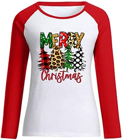 Sretan Božićni Duks za žene 2022 Colorblock Sretan Božić X-Mas Holiday Funny Letter Print pulover T Shirt