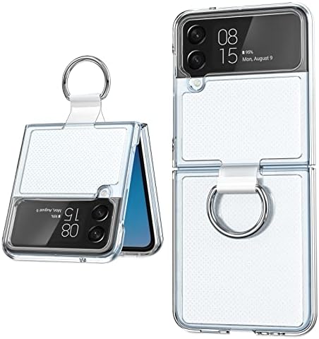 MAKAVO za Samsung Galaxy Z Flip 4 Clear Case sa držačem prstena, [nadograđeno] Slim Thin Crystal Hard PC otporan na udarce zaštitni