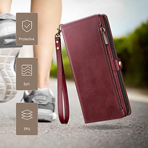 Xcasebar za iPhone 7 Plus/8 Plus 5.5 torbica za novčanik sa patentnim zatvaračem 【RFID blokada】 držač kreditne kartice, Flip Folio