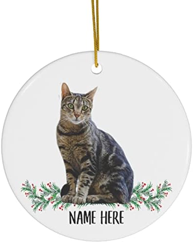 Smiješno Personalizirano Ime Tabby Cat Crni Pokloni 2023 Ukrasi Za Jelku Krug Keramika