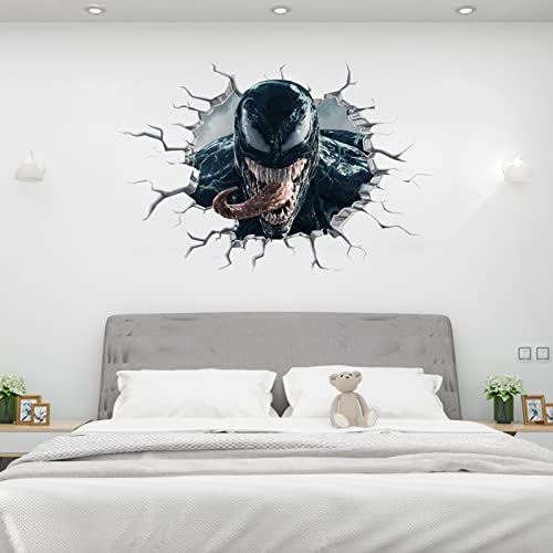 Cpszship Venom zidna naljepnica 3D Marvel Comics superheroj otrov zidna naljepnica, samoljepljivi vinil Mural za dječake soba Za djecu spavaća soba dnevni boravak Igraonica zidni dekor (15,7 X 23,6 in)