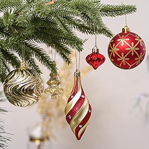 Valery Madelyn Božić ukrasi za drvo dekor, 60ct luksuzno crveno zlato Shatterproof Božić Lopta ukrasi vrijednost paket za Božić ukras