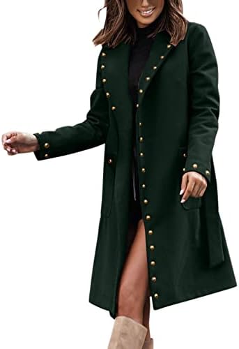 Žene FAUX vuneni kaput Classic Slim Rever Dug jakna za omotač bluza padaju zimske prekrivene kapute