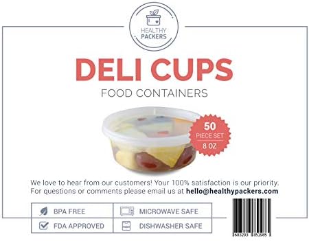 8 oz plastičnih posuda sa poklopcima - kontejneri za skladištenje hrane odlični za sluz, potrepštine za zabavu, pripremu obroka i kontrolu porcija - nepropusne i mikrotalasne BPA bez 8oz plastičnih tegli sa poklopcima